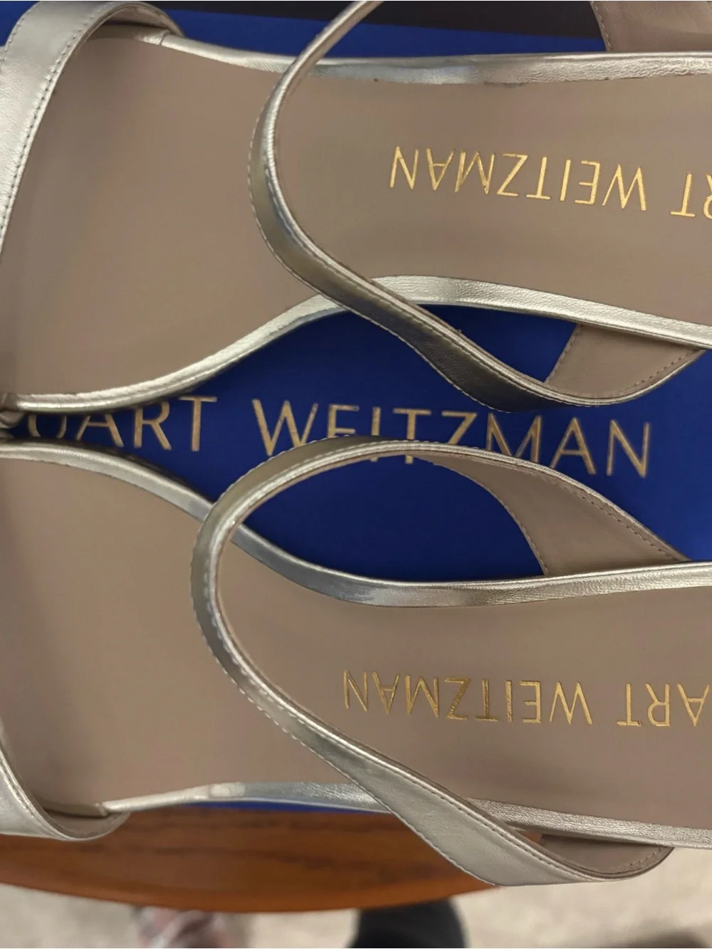 Stuart Weitzman Metallic Gold Wedge Slingback Sandals